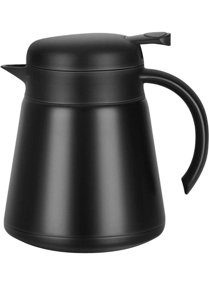 0.8 L Thermos Flask - 304 Stainless Steel Double Wall Vacuum Insulated Coffee Pot, Plunger, Juice/Milk/Tea Insulation Pot (Black) - Image 1